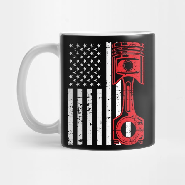 Patriotic American Flag Piston Muscle Car Vintage Distressed by hobrath